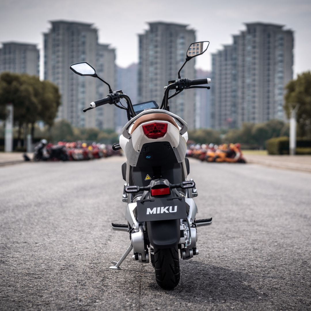 rear view of the scooter in a city